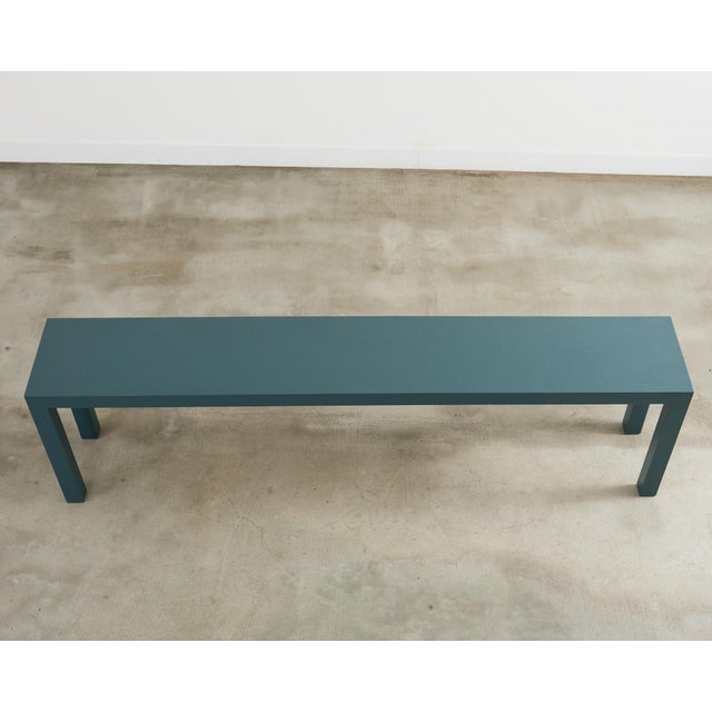 Monumental Lacquered Grasscloth Parsons Console Table 9 Ft. For Sale - Image 4 of 12