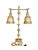An elegant vintage tole table lamp featuring a beautifully turned central standard supporting two decorative arms with...