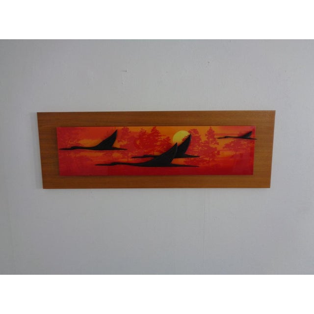 1970s Large Mural with Flying Cranes at Sunset, Germany, 1970s For Sale - Image 5 of 18