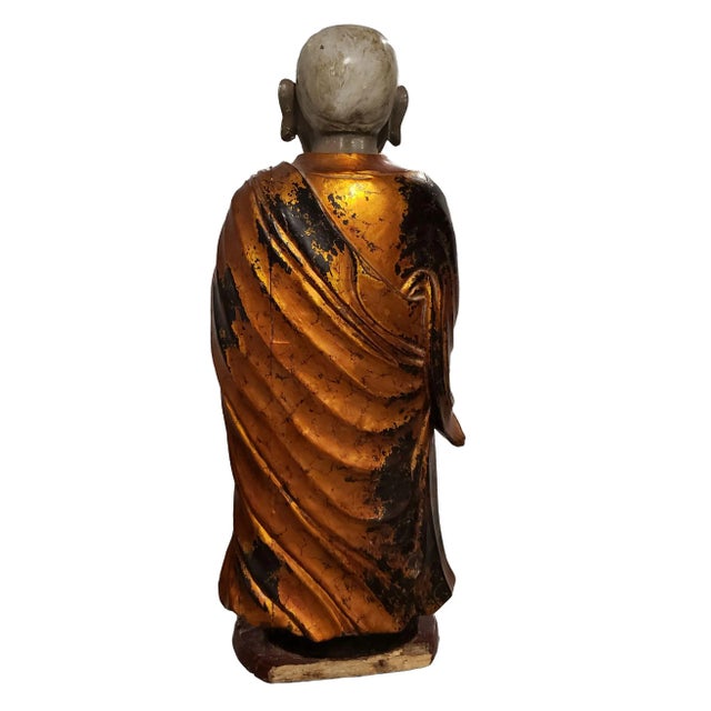 Pair of Antique Vietnamese Wood Statues For Sale - Image 4 of 14