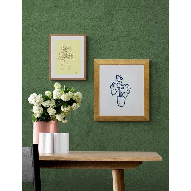 "Monstera" Original Minimalist Painting in Acrylic on Watercolor Paper by CL Auker For Sale - Image 4 of 5