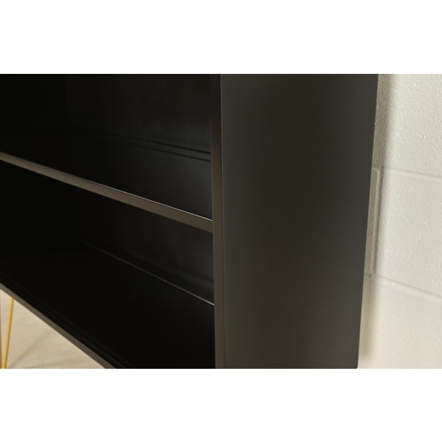 Paul McCobb Planner Group Black Lacquered Bookcase on Hairpin Legs, Newly Refinished For Sale In South Bend - Image 6 of 12