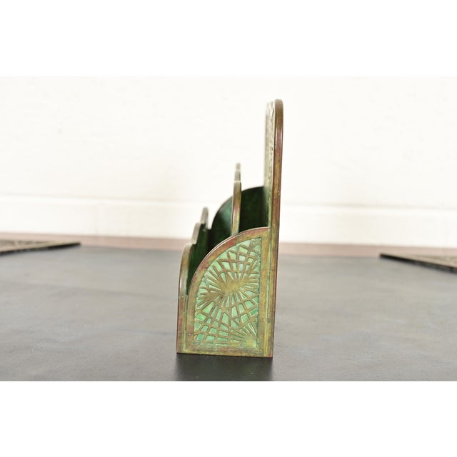 Tiffany Studios New York Pine Needle Bronze and Favrile Slag Glass Letter Rack For Sale In South Bend - Image 6 of 11
