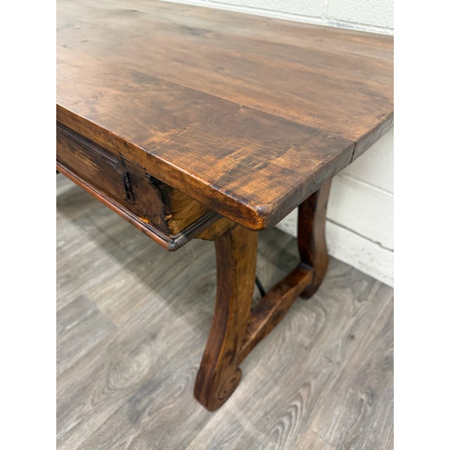 Vintage Spanish Colonial Style Writing Desk Library Table For Sale - Image 13 of 18