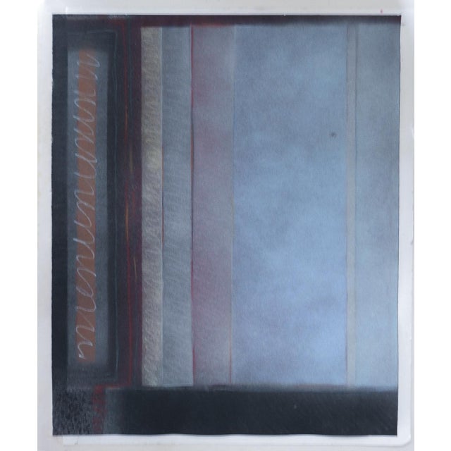 Vintage 1970s Blue and Black Abstract Painting For Sale In Seattle - Image 6 of 6