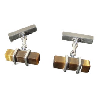 Tiffany & Co. Cats Eye Sterling Cufflinks For Sale
