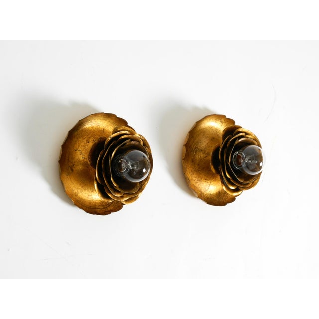 Gilt Water Lily Wall Lamps from Banci Firenze, Italy, 1960s, Set of 2 For Sale - Image 15 of 15
