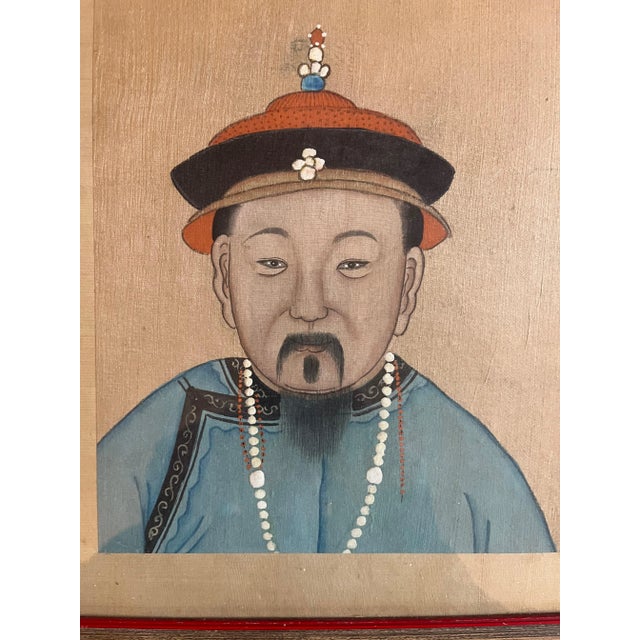 Chinoiserie Antique 19th Century Chinese Painting on Silk Portrait of a Gentleman For Sale - Image 3 of 7