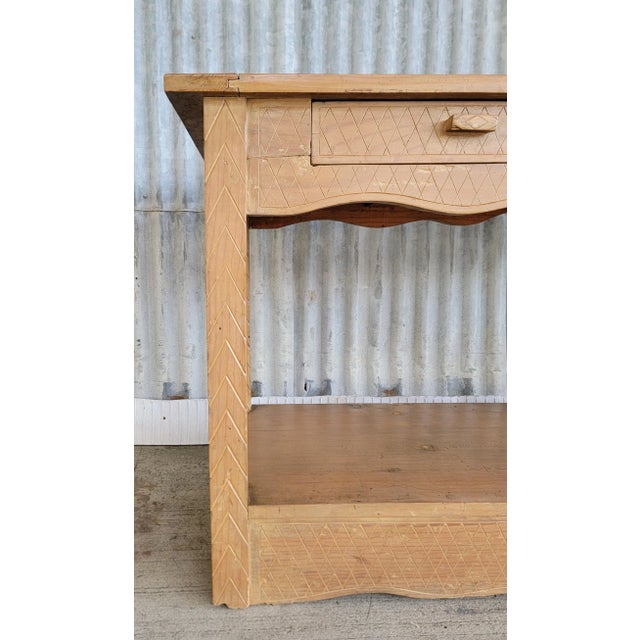 Rustic Hand Carved Rustic Rancho Hacienda Monterey Console Table 1940's For Sale - Image 3 of 12