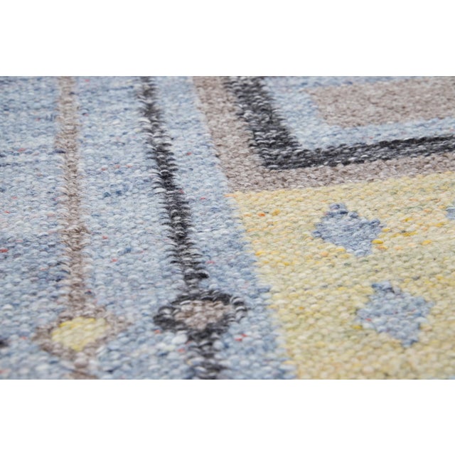 2020s Modern Swedish Style Handwoven Blue Custom Wool Rug For Sale - Image 5 of 6