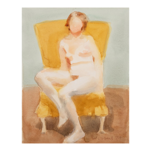 'Seated Nude on a Yellow Chair' by Robert Wilbert, 1974, Detroit, Michigan, American Modernist