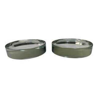 1960s Ward Bennett for Salviati Murano Clear Glass Vide-Poche / Catch-All - A Pair For Sale