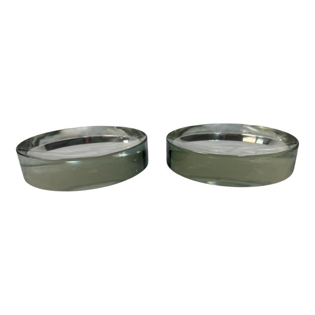 1960s Ward Bennett for Salviati Murano Clear Glass Vide-Poche / Catch-All - A Pair For Sale
