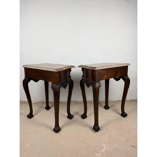 Pair of French Louis XV Style Nightstands with Marble Tops For Sale - Image 9 of 15