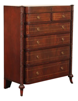 Edwardian Style Custom Mahogany Inlaid High Chest Of Drawers