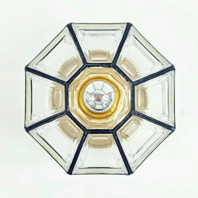 Mid-Century Glass & Brass Flush Mount from Limburg, Germany, 1960s For Sale - Image 10 of 10