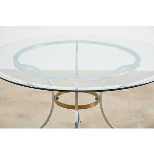 Mid 20th Century Maison Jansen Style Steel and Bronze Center Table For Sale - Image 5 of 12