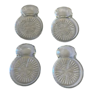 Mid-Century Cut Glass Coasters With Ashtrays- Set of 4