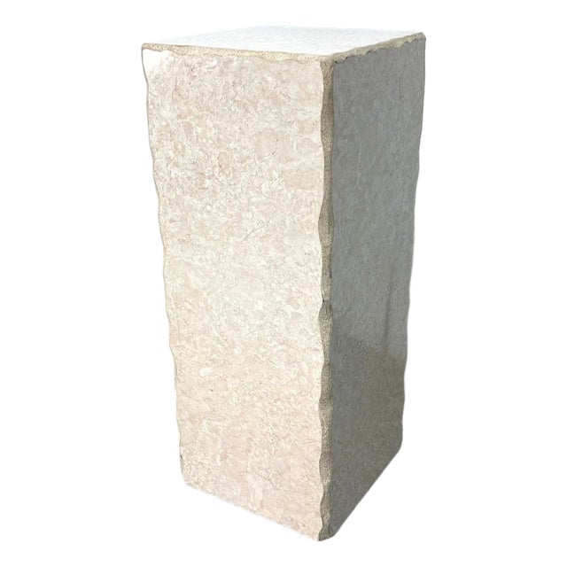 1970s Faux Stone Tall Square Column Display Pedestal For Sale