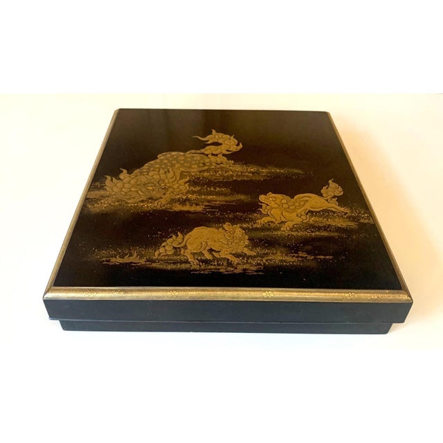 Black Japanese Lacquer Box with Fine Maki-e Decoration Meiji Period For Sale - Image 8 of 15