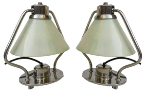 Art Deco Nickel-Plated Table Lamps, Set of 2