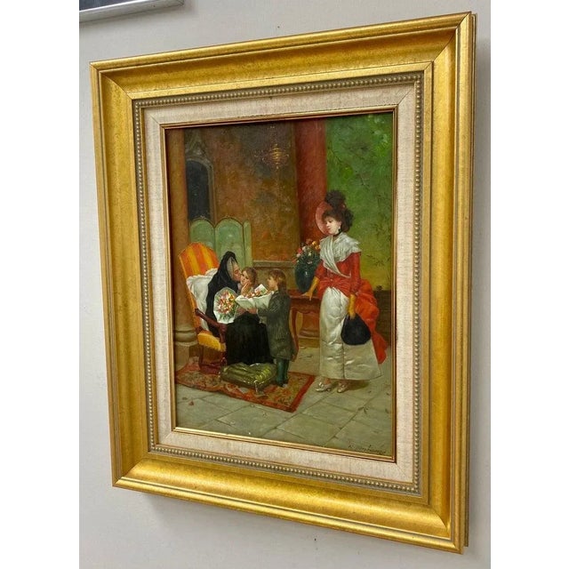N. Henry Bingham Impressionistic Oil on Canvas of a Family Reunion, Signed For Sale - Image 4 of 12