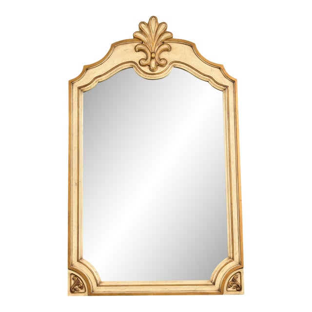 Romweber Hollywood Regency French Rococo Louis XV Cream Lacquered and Gold Gilt Wall Mirror, Circa 1960s For Sale
