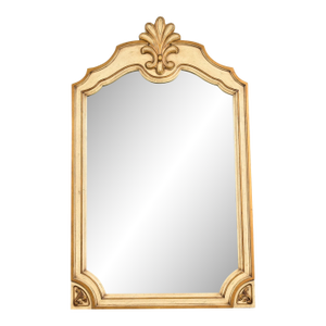Romweber Hollywood Regency French Rococo Louis XV Cream Lacquered and Gold Gilt Wall Mirror, Circa 1960s