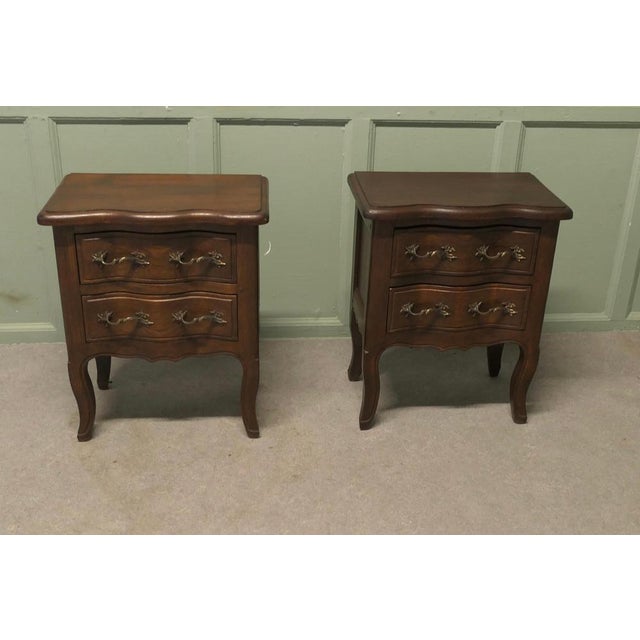 Pair of French Country Oak Bedside Cabinets, Drawers This is a pretty pair of cabinets or chevets, they have serpentine...