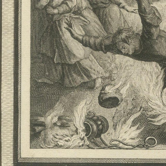 Pieter Mortier, Fire Consumes Aaron's Offering and Death of Nadab and Abihu, 1700, Engraving For Sale - Image 6 of 12
