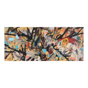 Assemblage #3 (Stamps, Glass Slide, and Gold Paint) by Michael Pauker