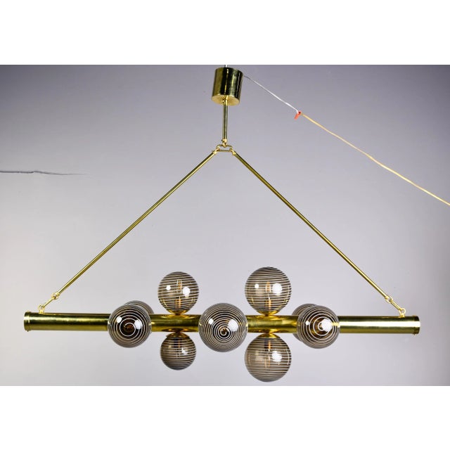 Lungo Vecchio Chandelier With Striped Globes For Sale In Detroit - Image 6 of 12