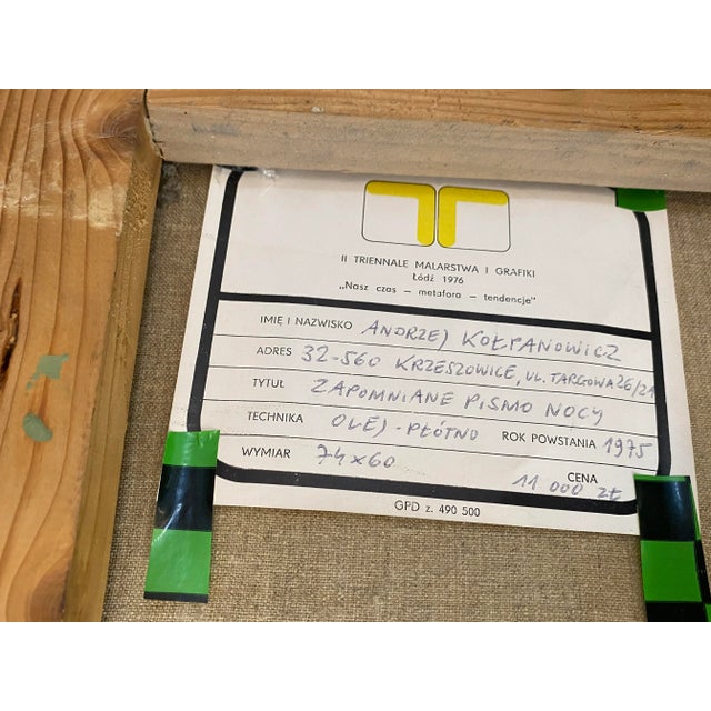 Andrzej Kolpanowicz, The Forgotten Writing of the Night, 1975, Oil on Canvas For Sale - Image 11 of 12