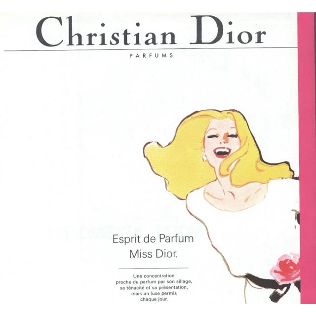 This is a Mid-Century French perfume advertisement print for “Miss Dior” perfume by Christian Dior. The fragrance was...