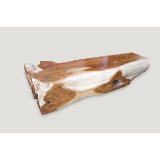 Contemporary Andrianna Shamaris Teak Wood Log Bench or Coffee Table For Sale - Image 3 of 5
