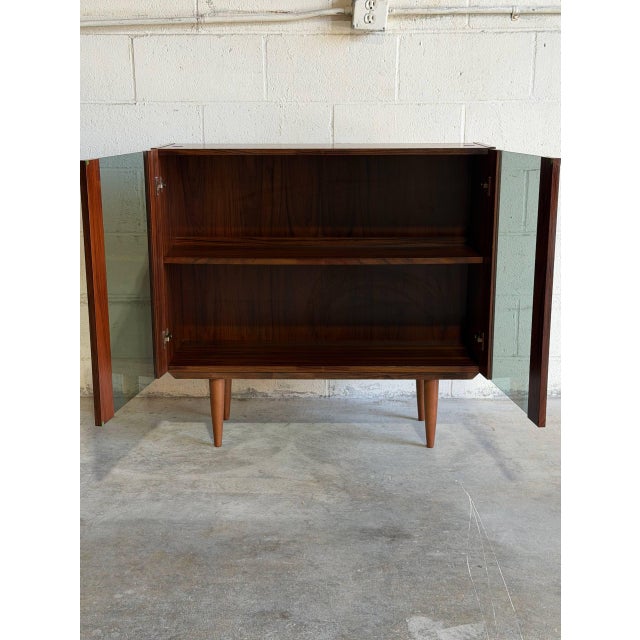 Mid-Century Modern Rosewood Cabinet With Smoked Glass Doors and Built in Lamp Denmark 1960s For Sale - Image 3 of 10