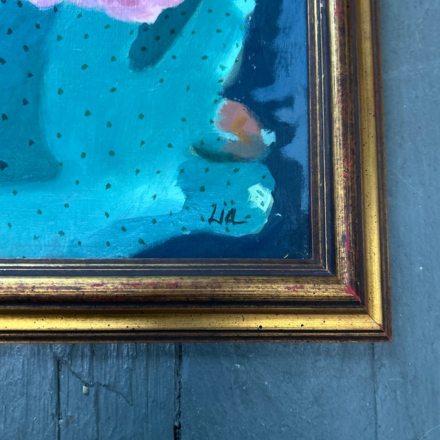 Contemporary Contemporary Original Cactus in Bloom Still Life Painting For Sale - Image 3 of 4