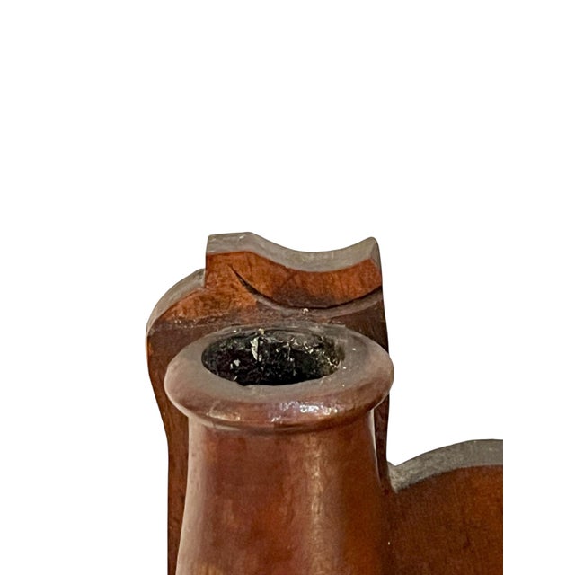 Antique Folk Art Carved Wood Mirror With Candleholders and Pocket For Sale - Image 12 of 13