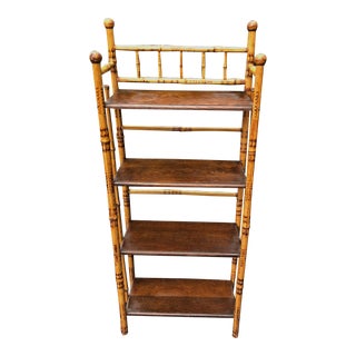 Late 20th Century Burnt Bamboo Bookshelf For Sale