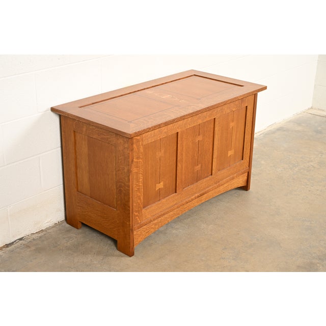 Late 20th Century Stickley Harvey Ellis Collection Mission Arts & Crafts Inlaid Oak Blanket Chest For Sale - Image 5 of 18