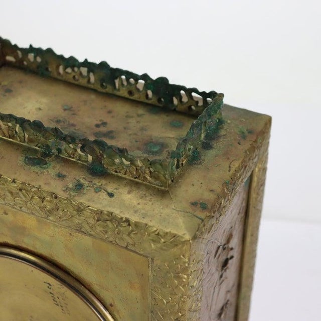 Aesthetic Mixed Metal Bronze & Copper Figural & Floral Mantle Clock C1880 For Sale - Image 11 of 14
