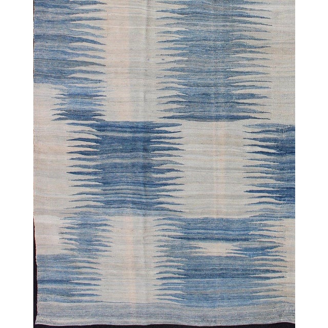 Early 21st Century Modern Kilim Tribal Rug With Abstract Geometric Design in Soft Blues 6'4 X 9'5 For Sale - Image 5 of 11