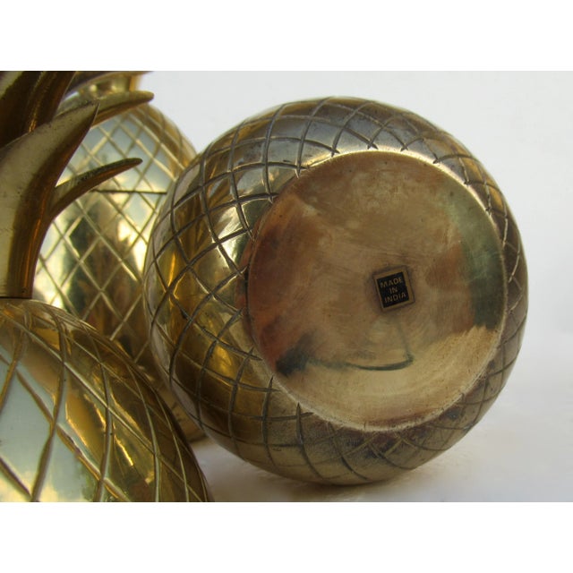 Vintage Mid-Century Modern Brass Lidded Pineapple Containers Dual Candle Holders/Containers - a Pair For Sale - Image 10 of 12