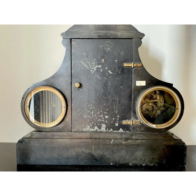 19th Century French Perpetual Calendar Clock With Open Escapement & Barometer For Sale - Image 9 of 13