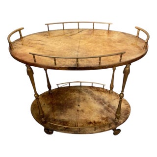 Glazed Parchment Cart from Aldo Tura, 1950s For Sale