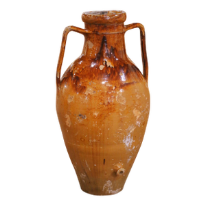 19th Century French Terracotta Olive Oil Jar With Handles and Spout