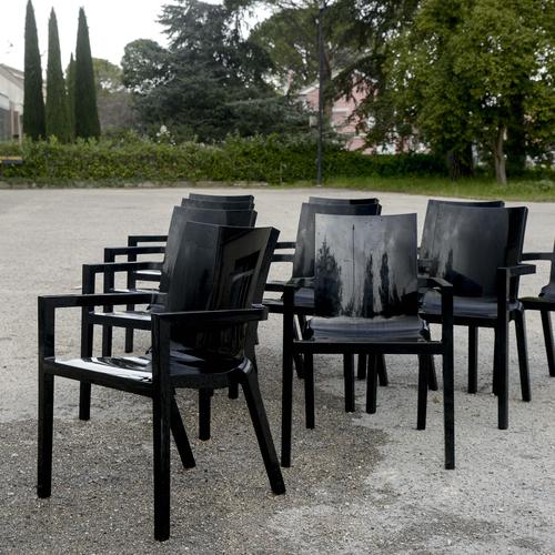 Black Driade Deville Chairs by Christophe Pille, Set of 10 For Sale - Image 8 of 9