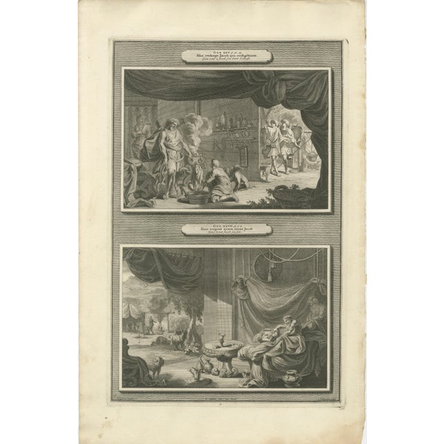 Paper Pieter Mortier, Creation of the World to Abraham Sacrifice, 1700s, Engravings, Set of 6 For Sale - Image 7 of 9