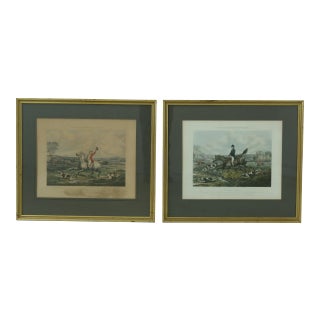 English Rudolph Ackerman Colored Hunt Scenes - a Pair For Sale