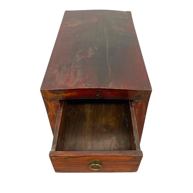 Wood 1970s Vintage Accent Table in Style of Chinese Distressed Elm Wood Table For Sale - Image 7 of 10